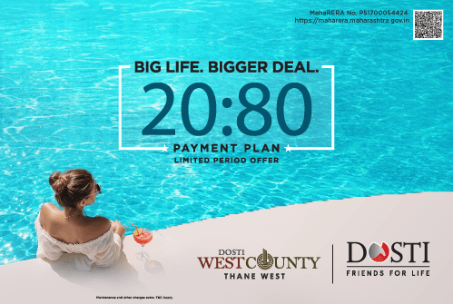 Buy Now, Pay Later Homes in Thane: 20:80 & No Pre-EMI* Benefits for 15 Months at Dosti West County